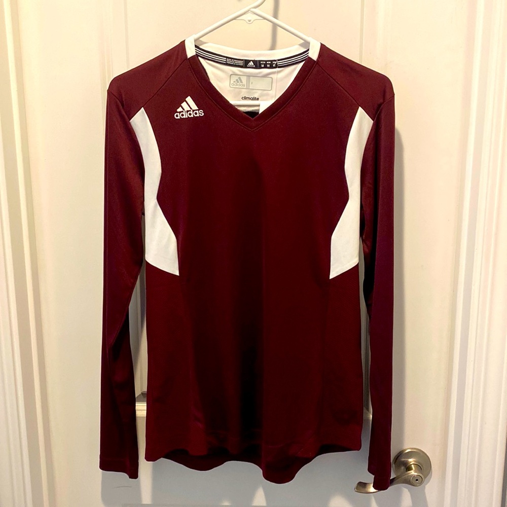 Maroon and White Adidas long sleeve women’s jersey